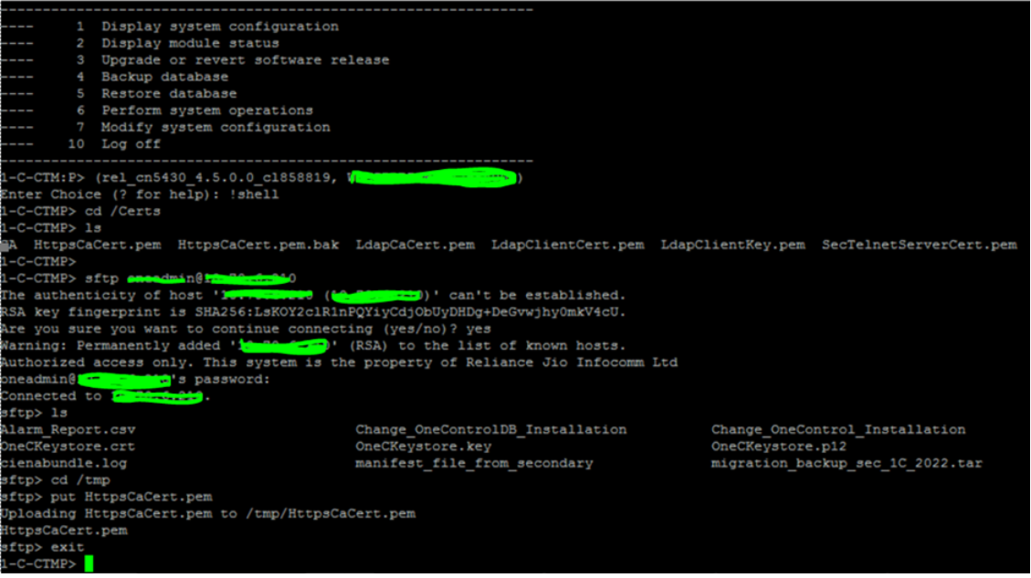 5430 Steps to copy HTTPs Client Certificate from CN 5430 Node by CLI.